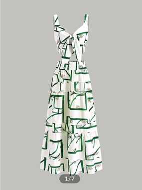 NWT Commense Front Tie Cami Top With Tiered Skirt Set, Large